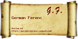 German Ferenc névjegykártya